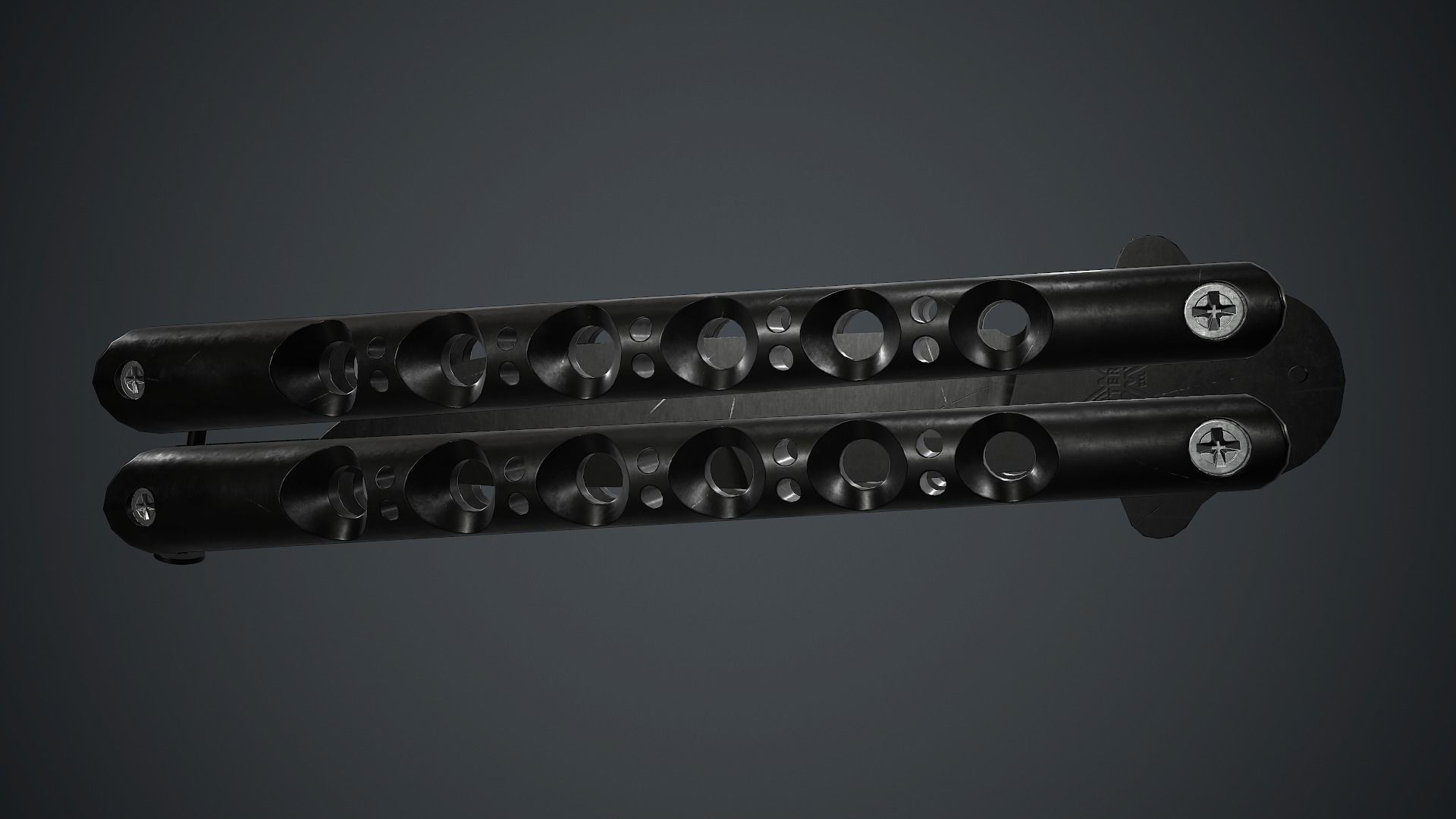 Balisong Knife PBR Game Ready Low-poly 3D model_17