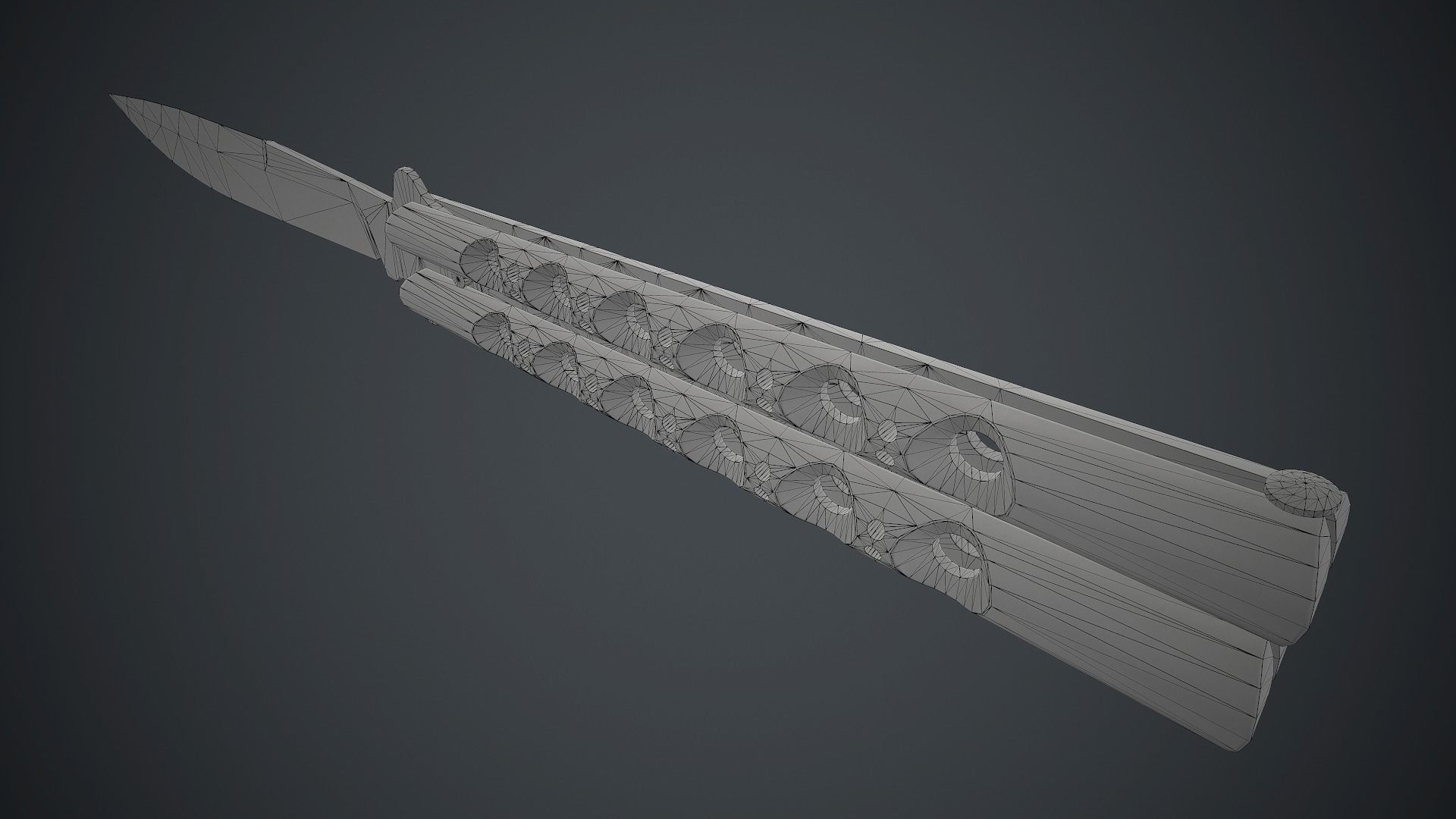 Balisong Knife PBR Game Ready Low-poly 3D model_22