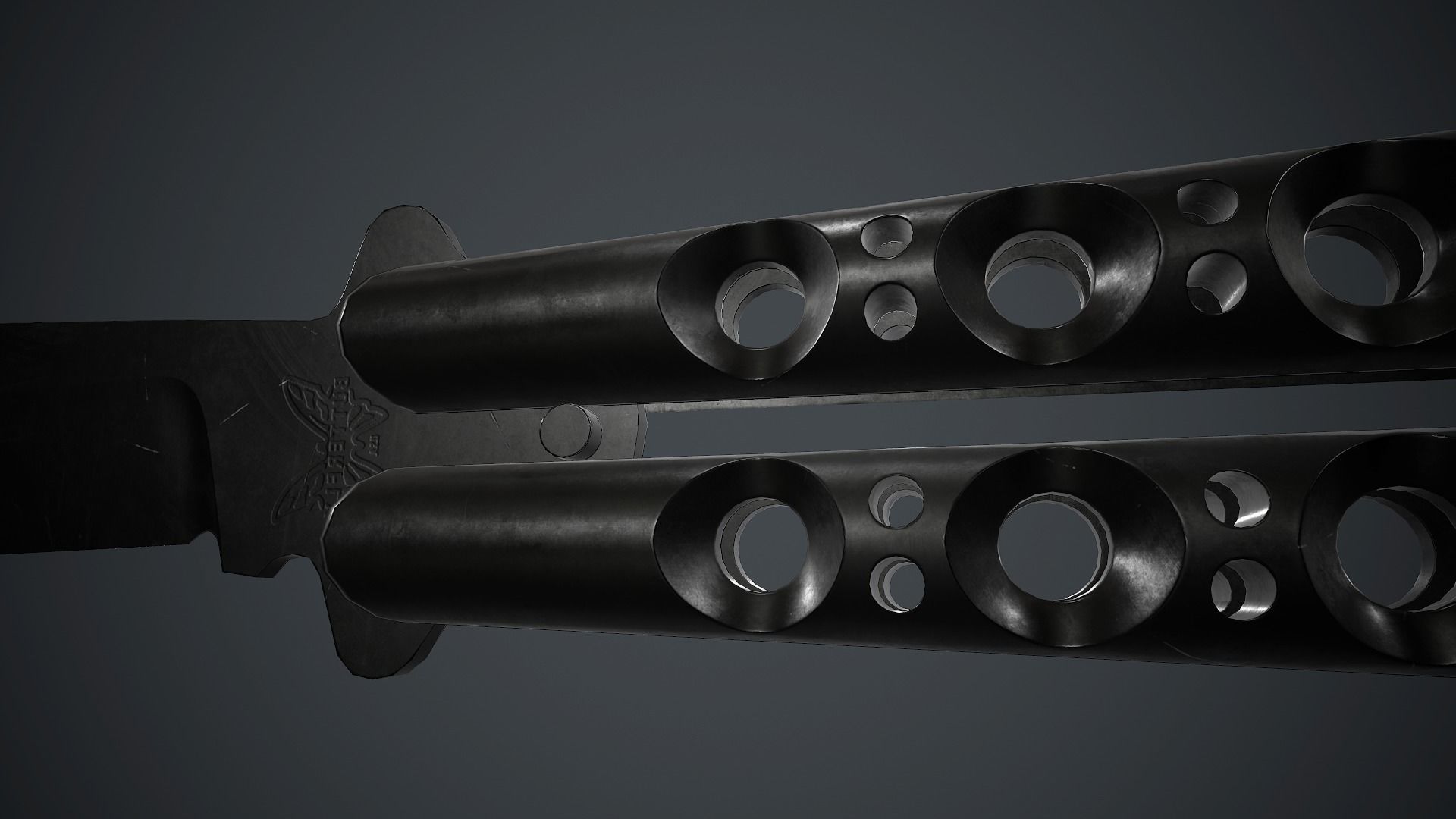 Balisong Knife PBR Game Ready Low-poly 3D model_8