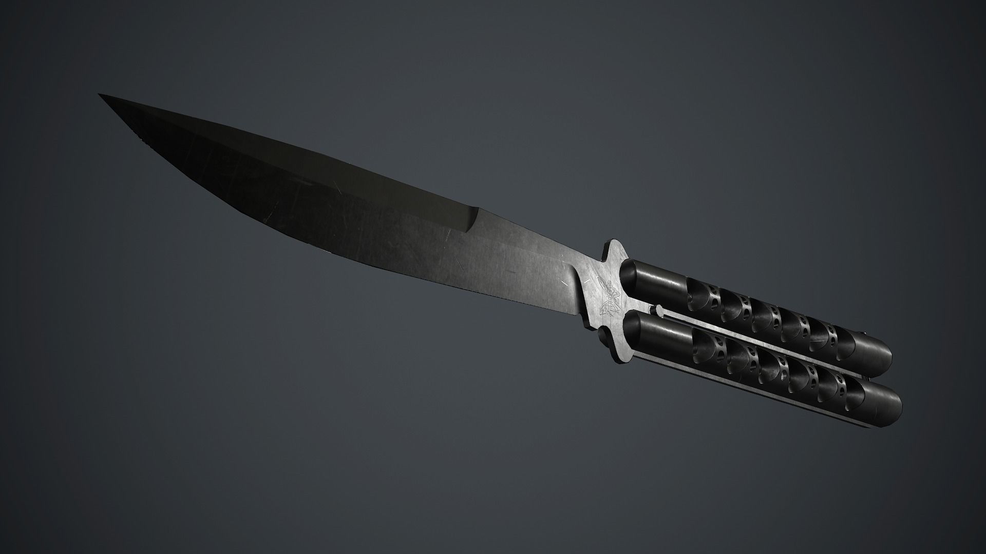 Balisong Knife PBR Game Ready Low-poly 3D model_6