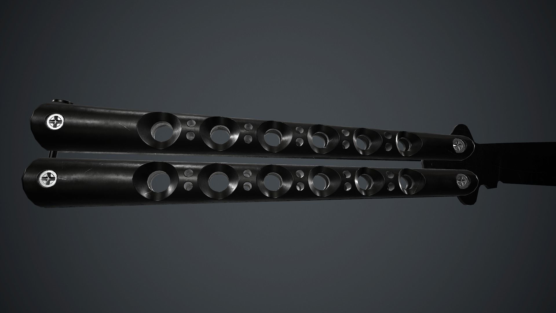 Balisong Knife PBR Game Ready Low-poly 3D model_11