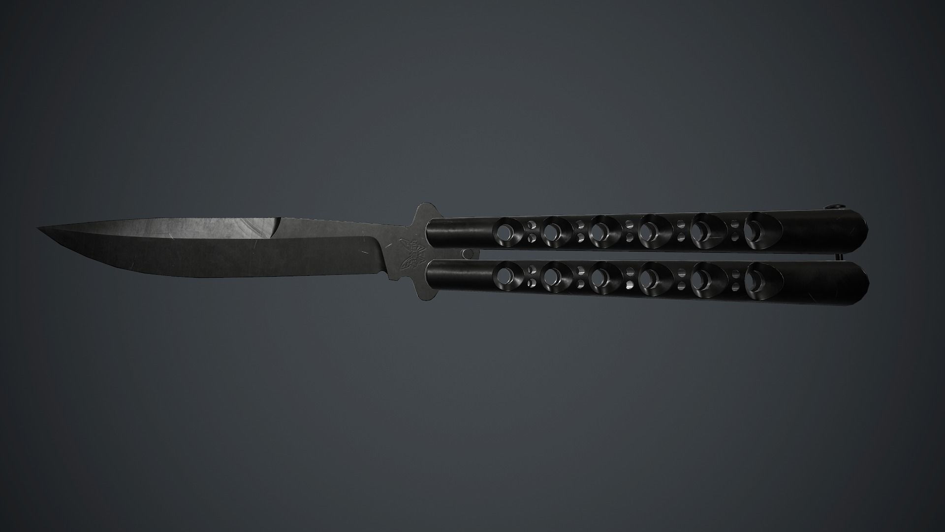 Balisong Knife PBR Game Ready Low-poly 3D model_3
