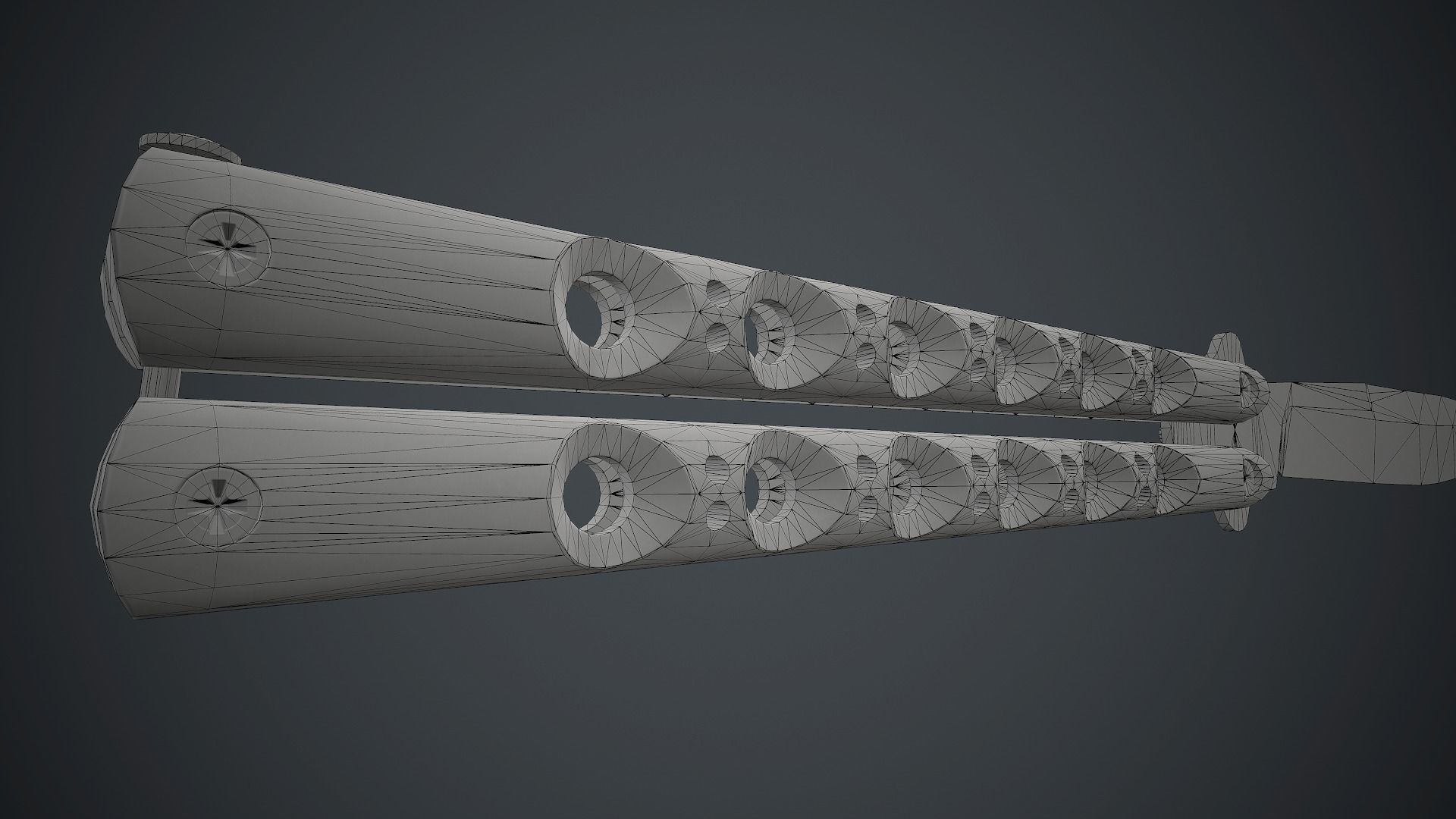 Balisong Knife PBR Game Ready Low-poly 3D model_20