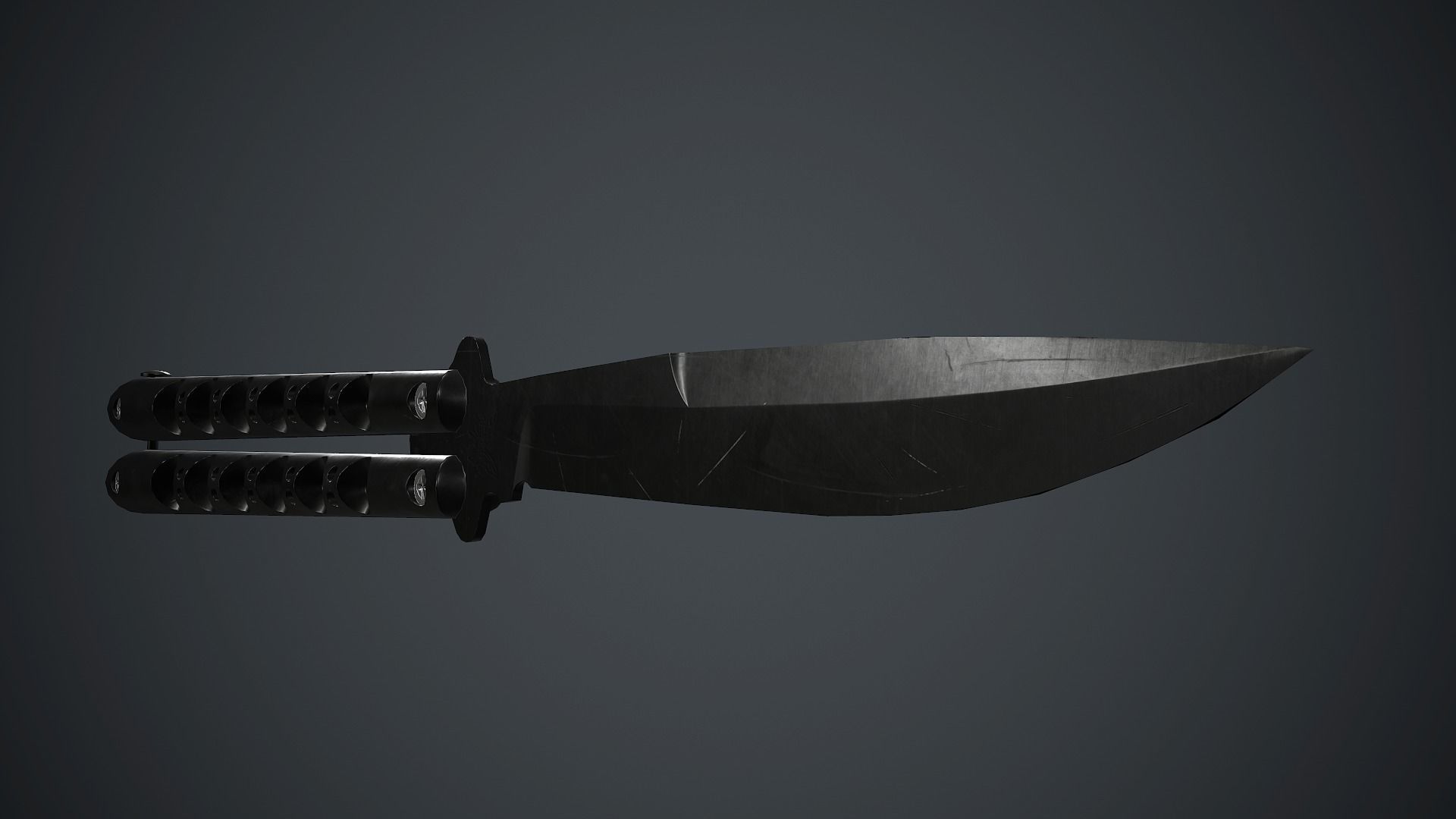 Balisong Knife PBR Game Ready Low-poly 3D model_13
