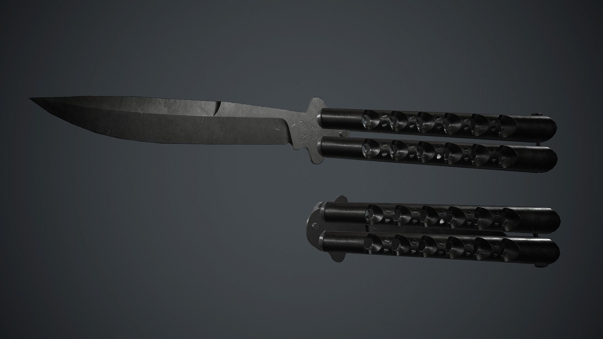Balisong Knife PBR Game Ready Low-poly 3D model_2