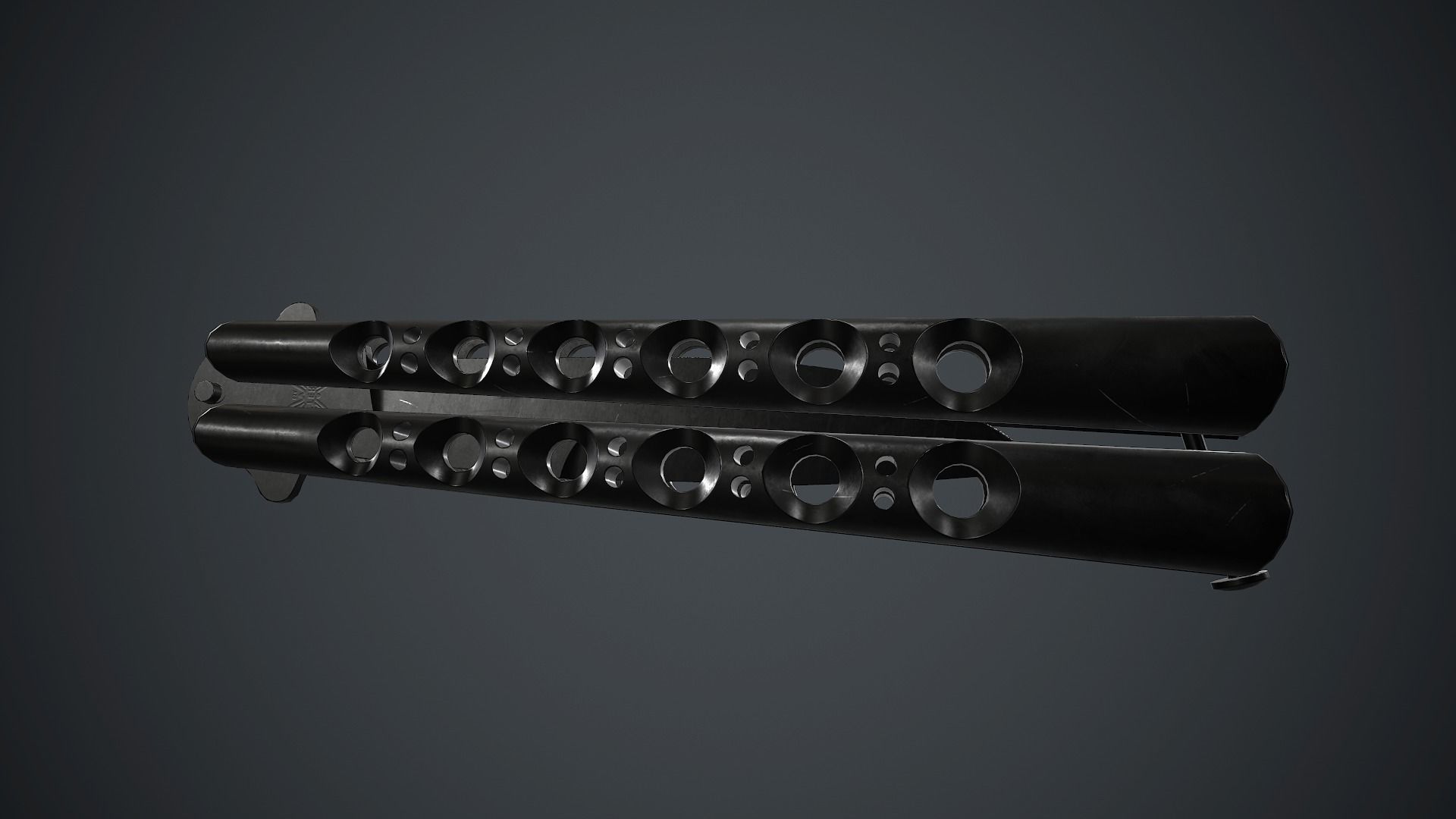 Balisong Knife PBR Game Ready Low-poly 3D model_16