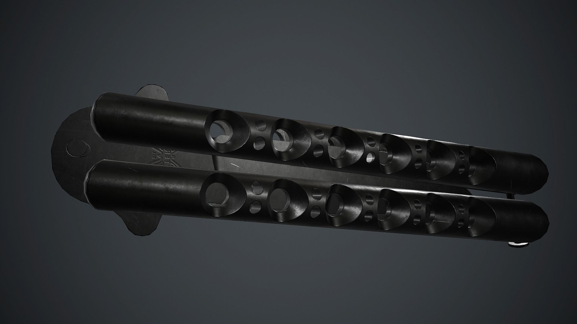 Balisong Knife PBR Game Ready Low-poly 3D model_18