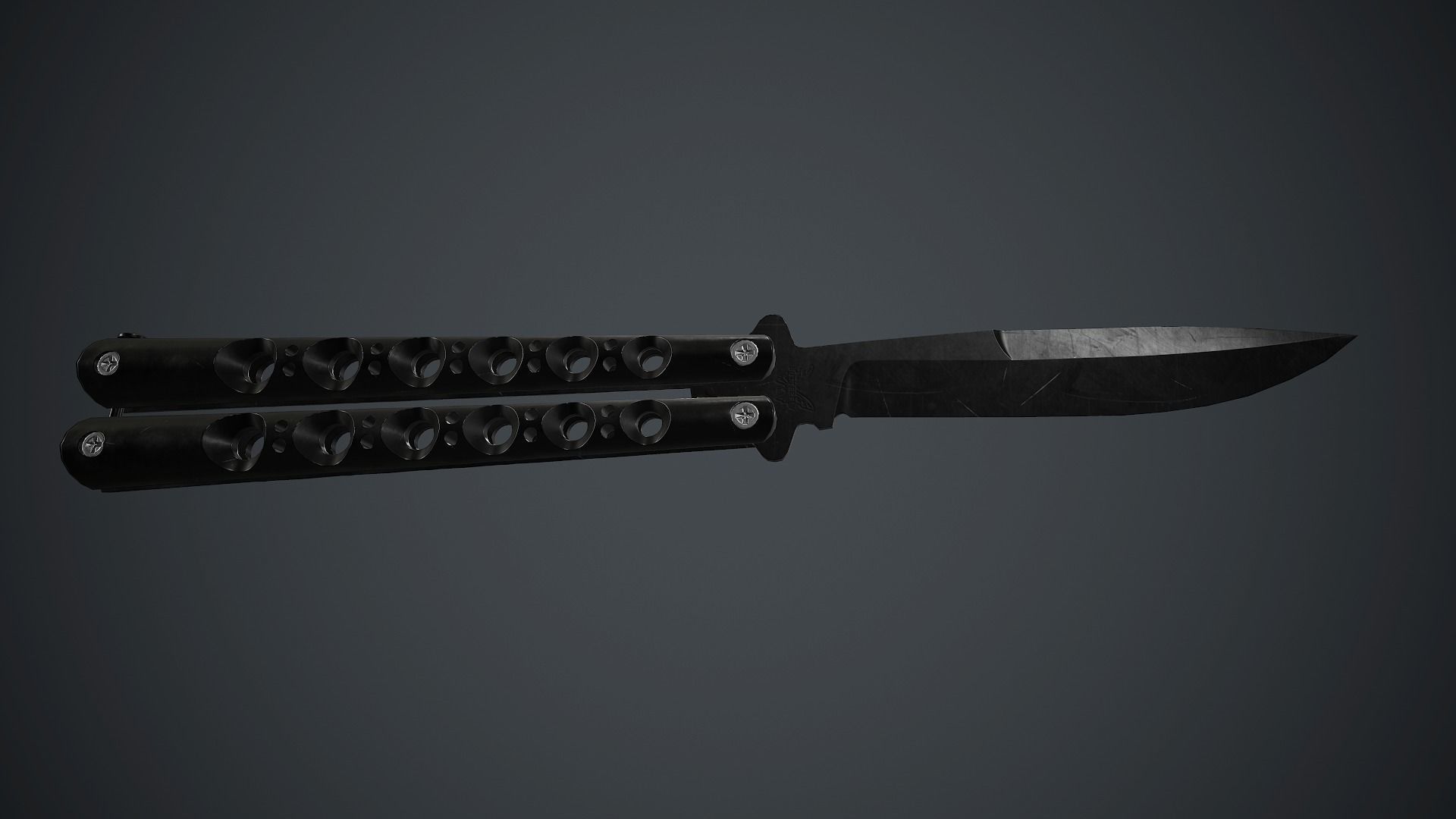Balisong Knife PBR Game Ready Low-poly 3D model_9