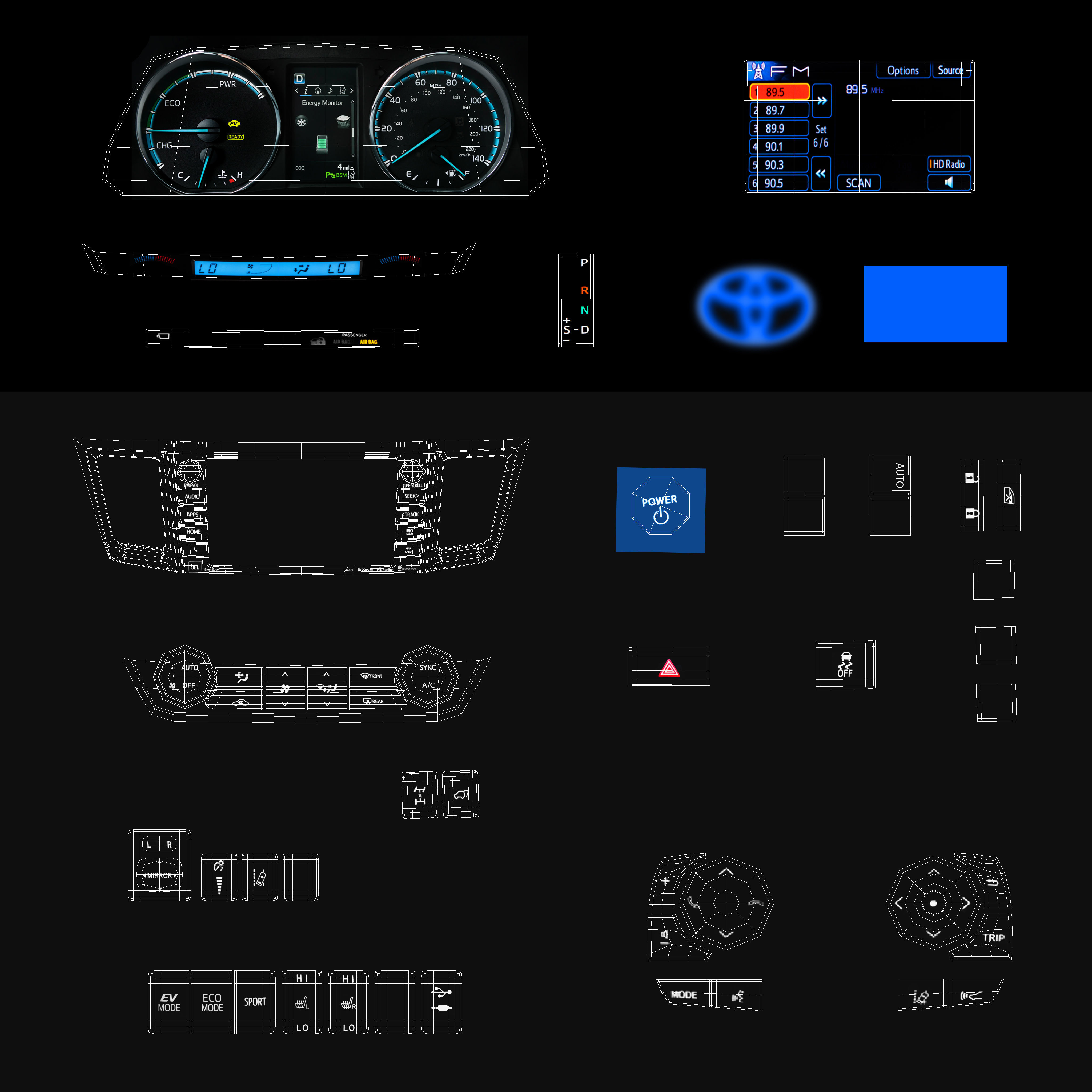 Toyota RAV4 Hybrid 2017 detailed interior 3D model_27