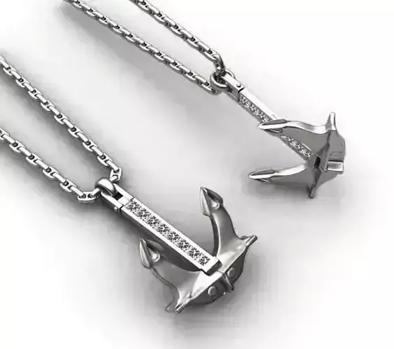 anchor two necklaces with diamonds