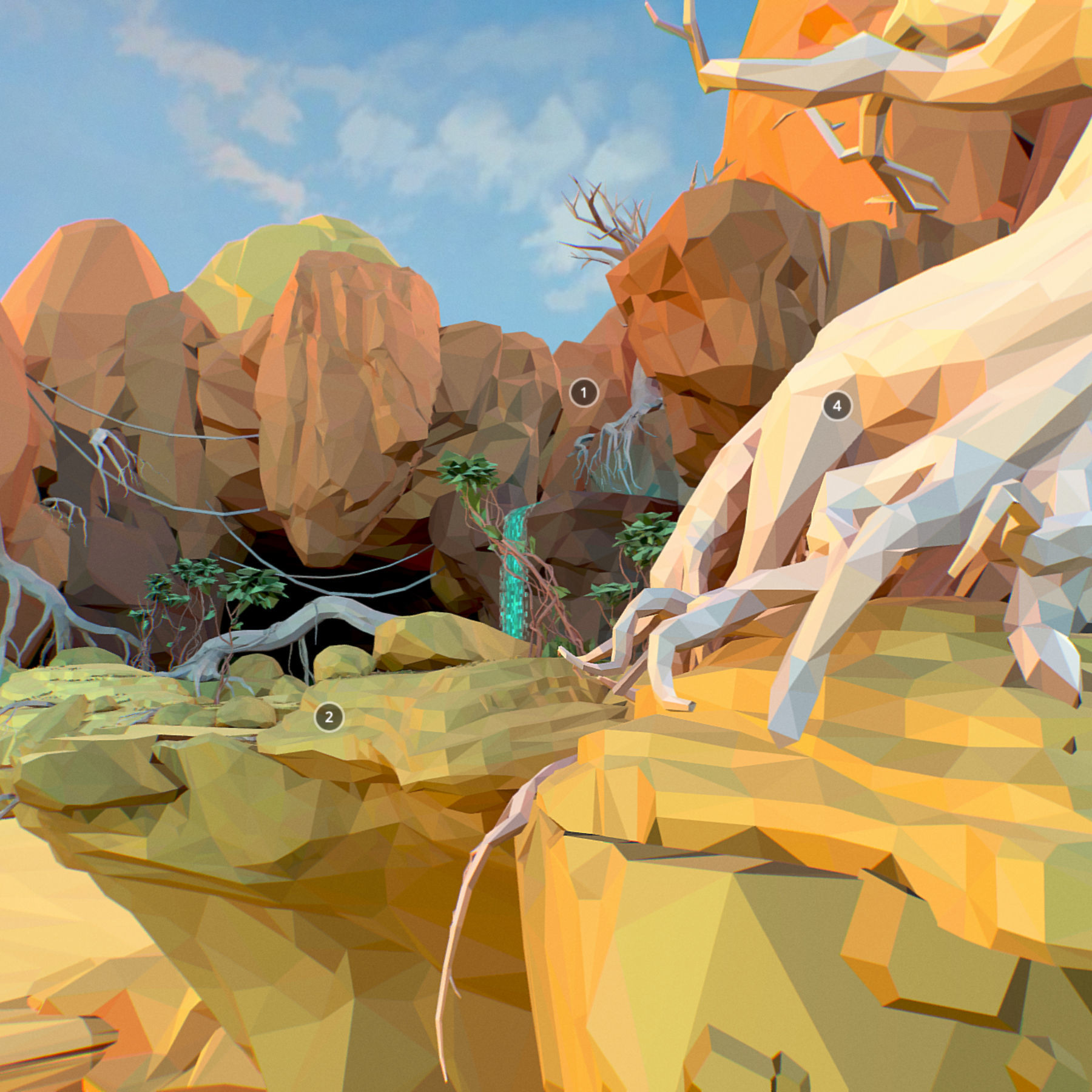 Low Polygon Art Level Sahara Africa Low-poly 3D model_19