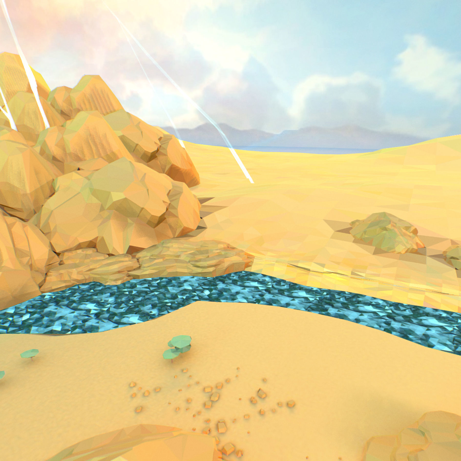 Low Polygon Art Level Sahara Africa Low-poly 3D model_43