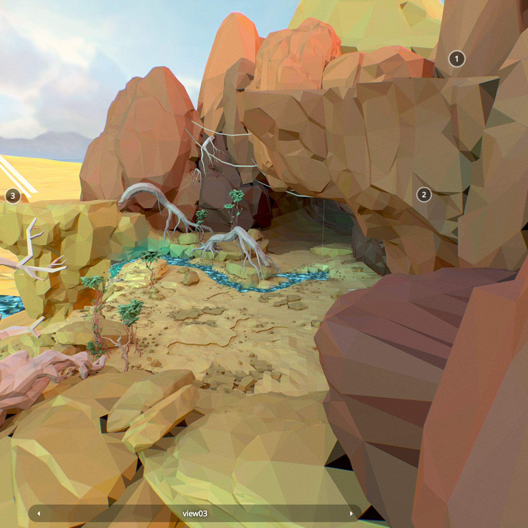 Low Polygon Art Level Sahara Africa Low-poly 3D model_2