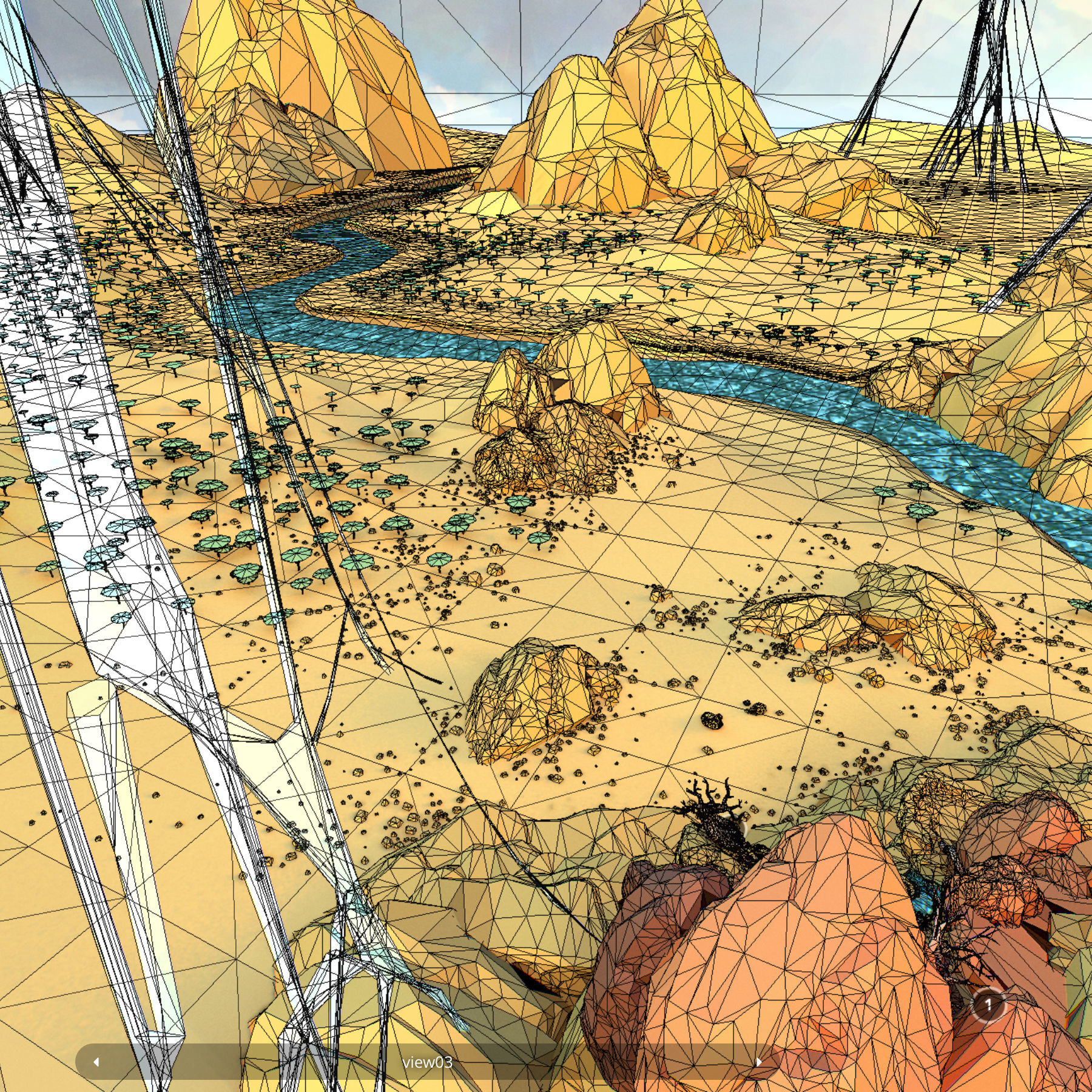 Low Polygon Art Level Sahara Africa Low-poly 3D model_62