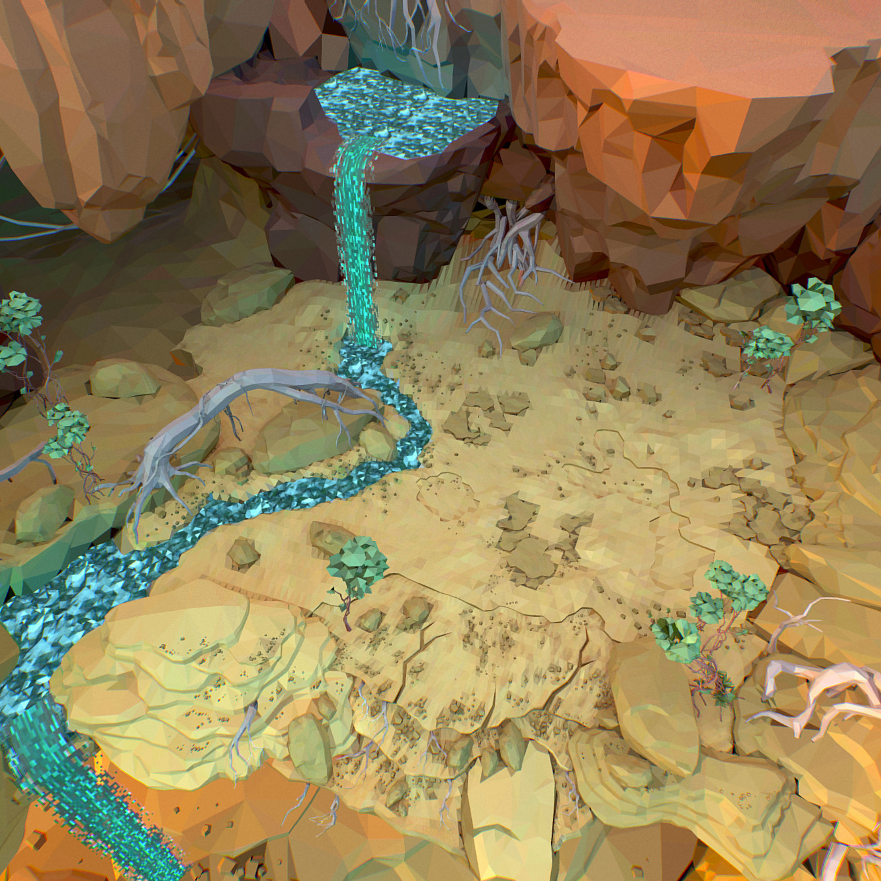 Low Polygon Art Level Sahara Africa Low-poly 3D model_7