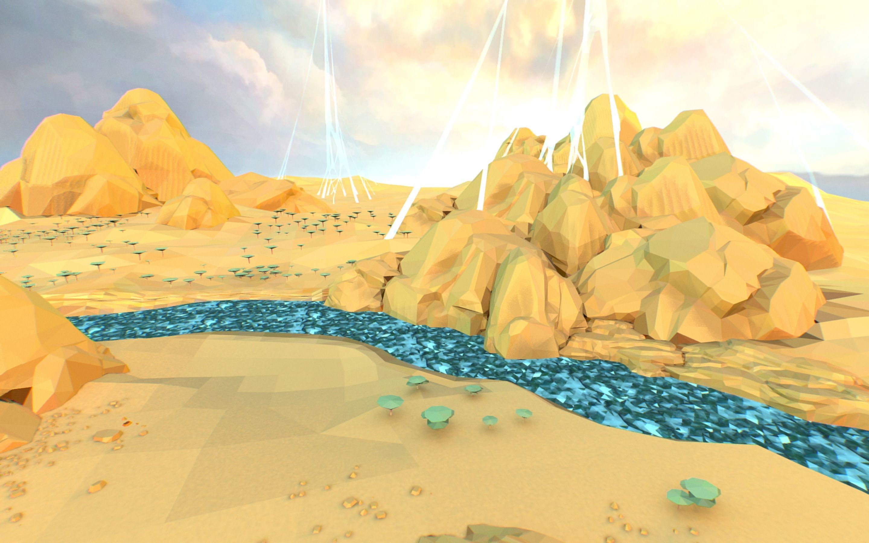 Low Polygon Art Level Sahara Africa Low-poly 3D model_102