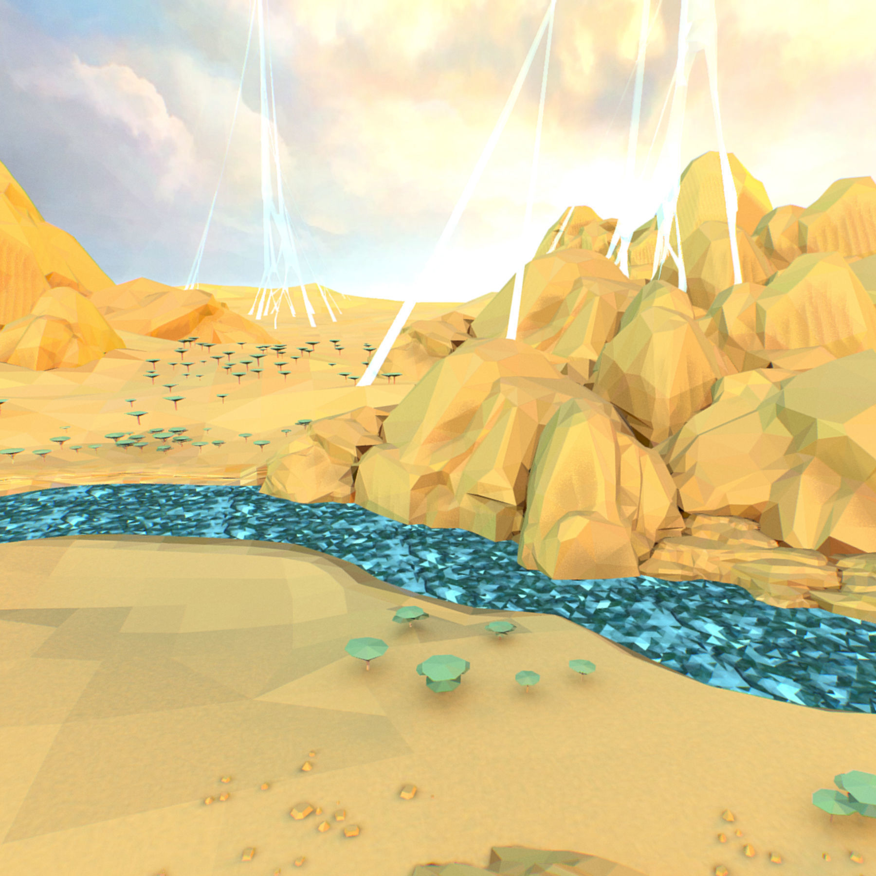 Low Polygon Art Level Sahara Africa Low-poly 3D model_42