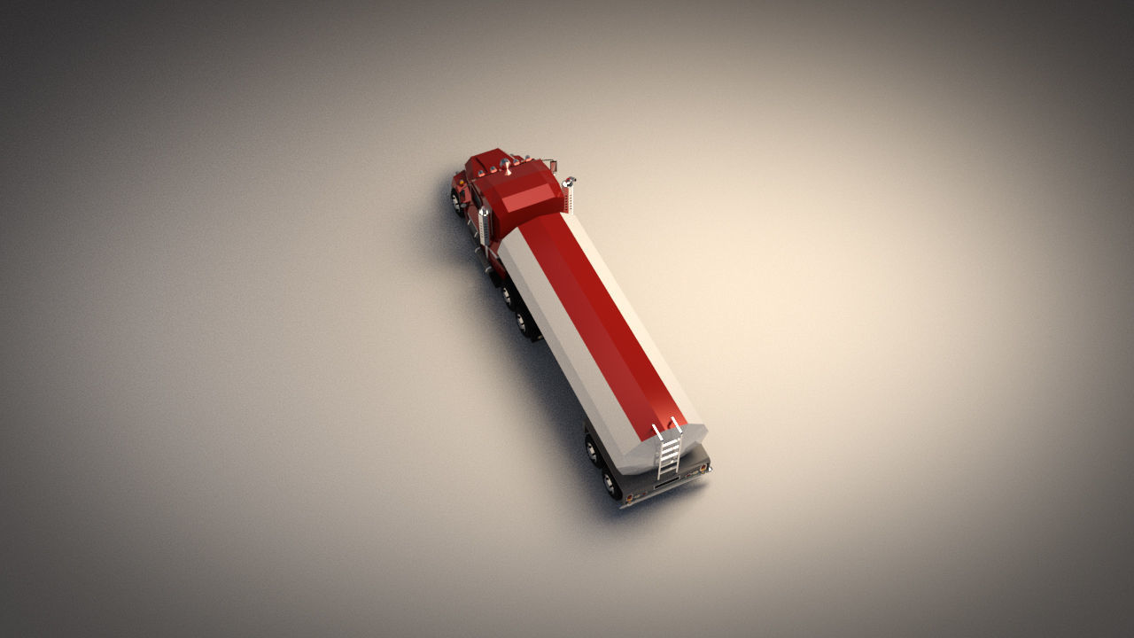 Low-Poly Cartoon Tank Truck Low-poly 3D model_3