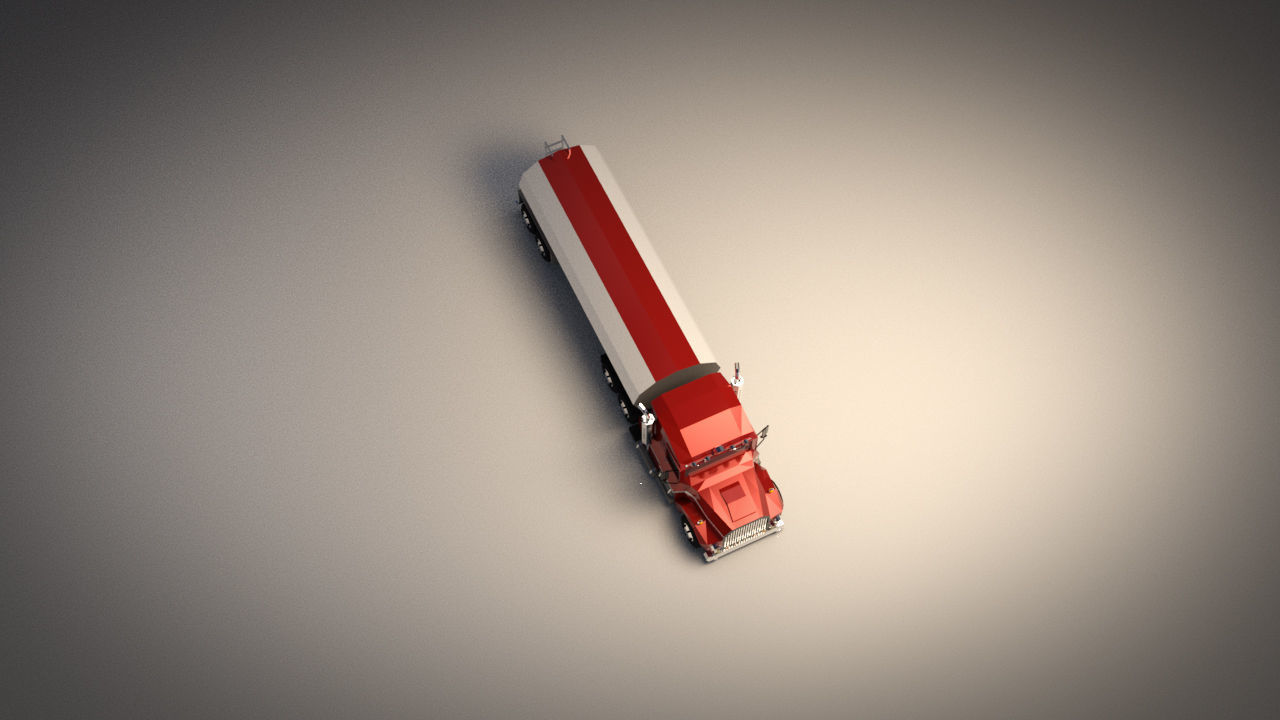 Low-Poly Cartoon Tank Truck Low-poly 3D model_4