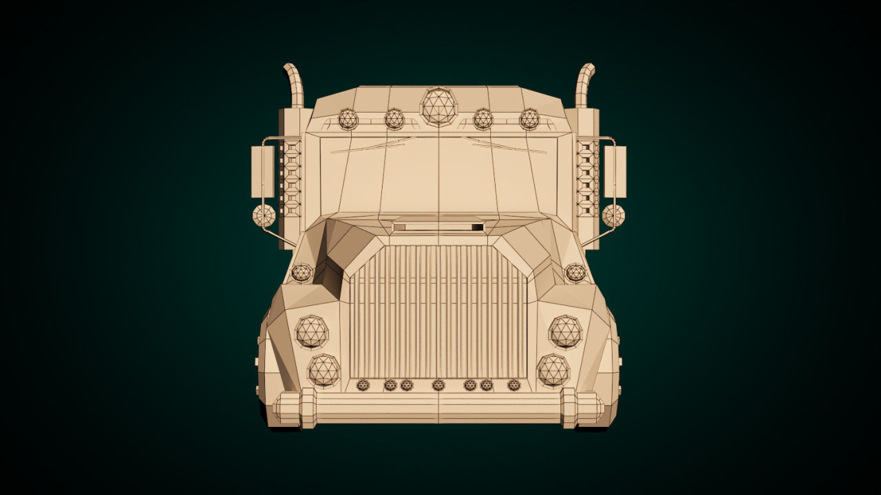 Low-Poly Cartoon Tank Truck Low-poly 3D model_8