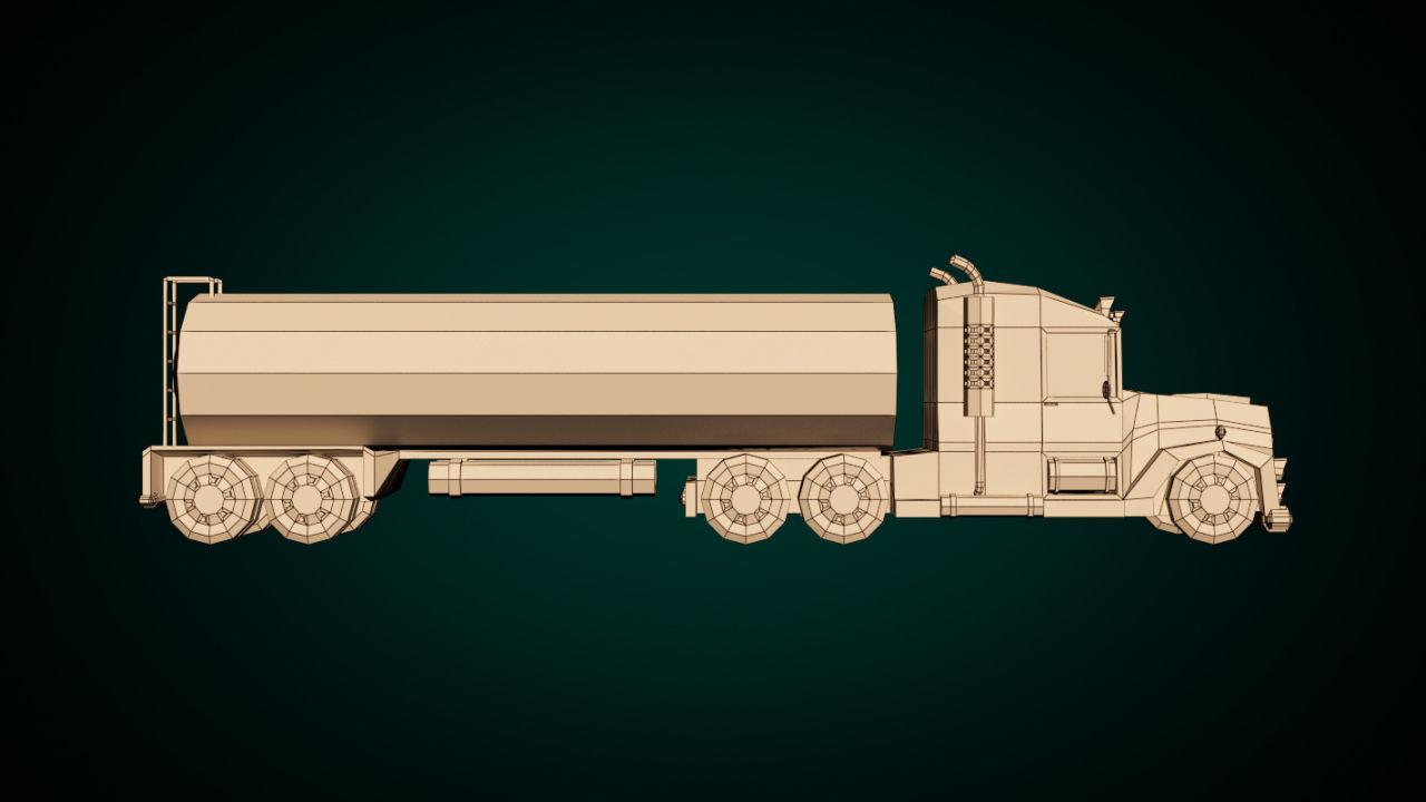 Low-Poly Cartoon Tank Truck Low-poly 3D model_9