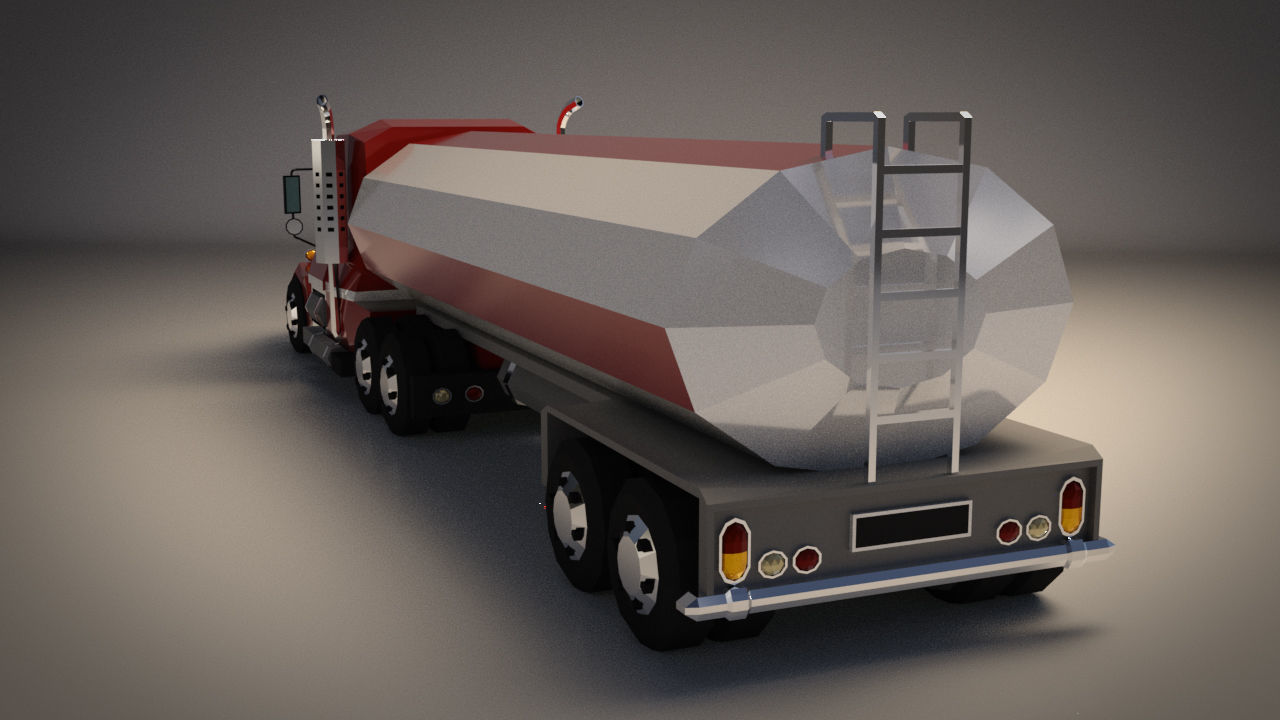 Low-Poly Cartoon Tank Truck Low-poly 3D model_2
