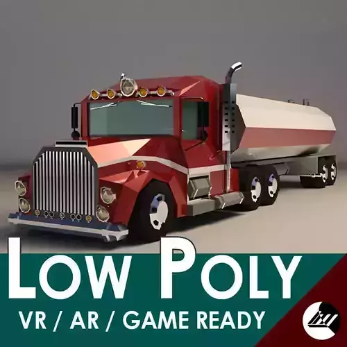 Low-Poly Cartoon Tank Truck Low-poly 3D model
