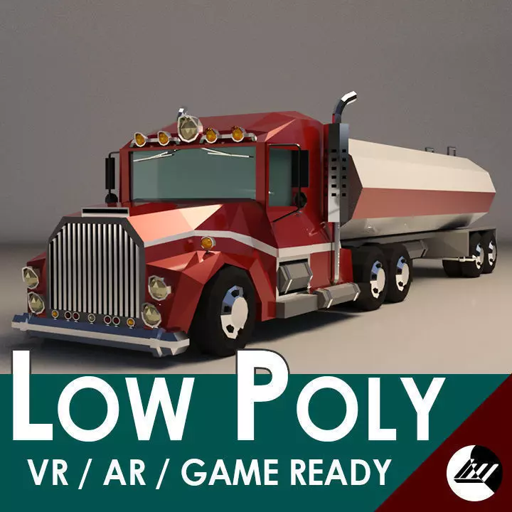 Low-Poly Cartoon Tank Truck Low-poly 3D model_0