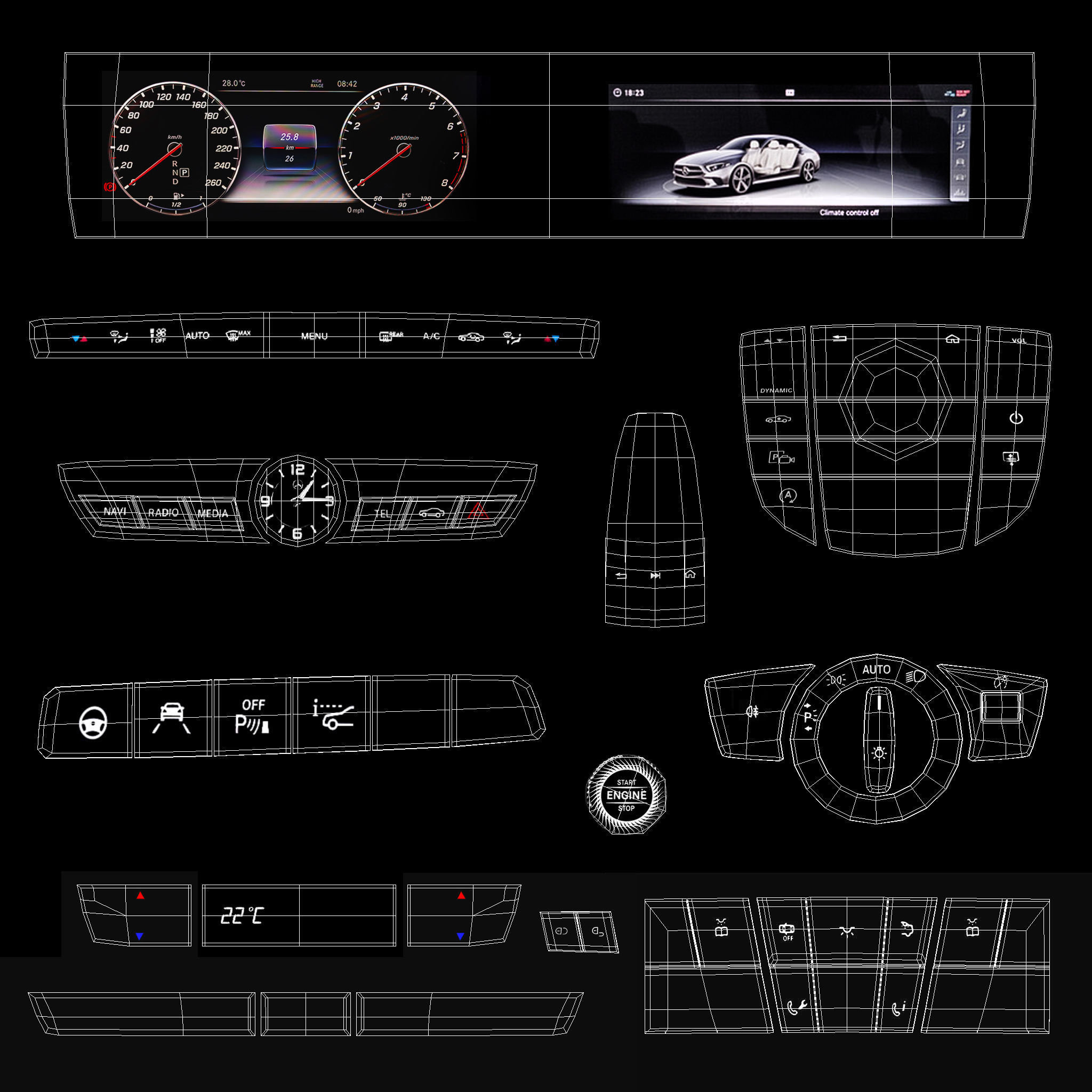 Mercedes-Benz CLS AMG Line 2019 detailed interior 3D model_29