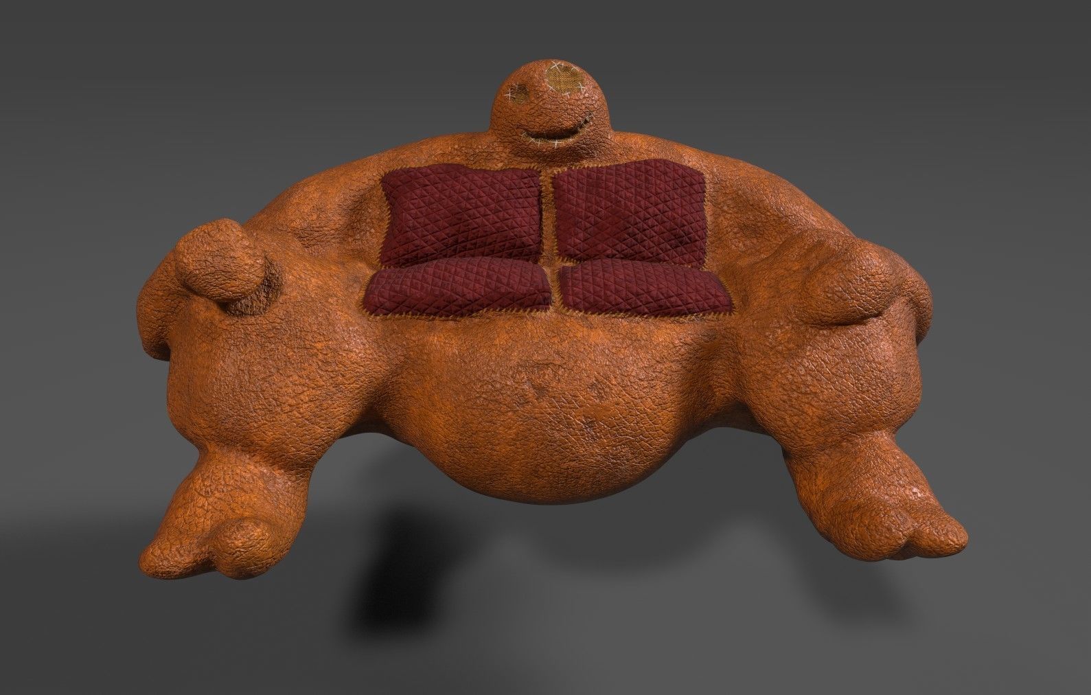 Fluffy Sofa Low-poly 3D model_10