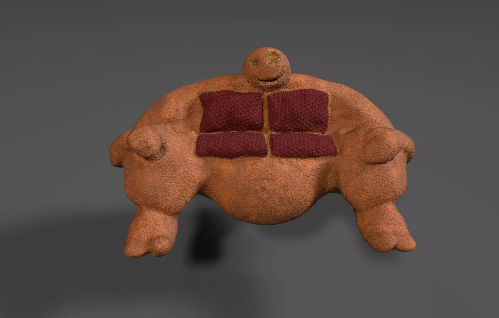 Fluffy Sofa Low-poly 3D model_0