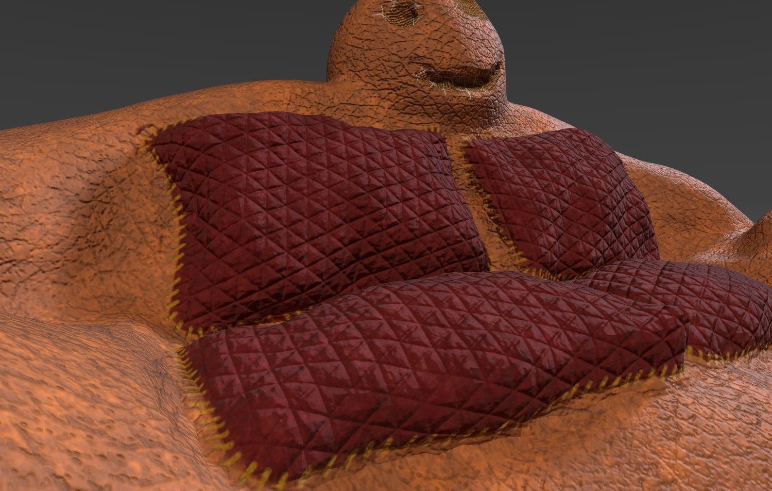 Fluffy Sofa Low-poly 3D model_3