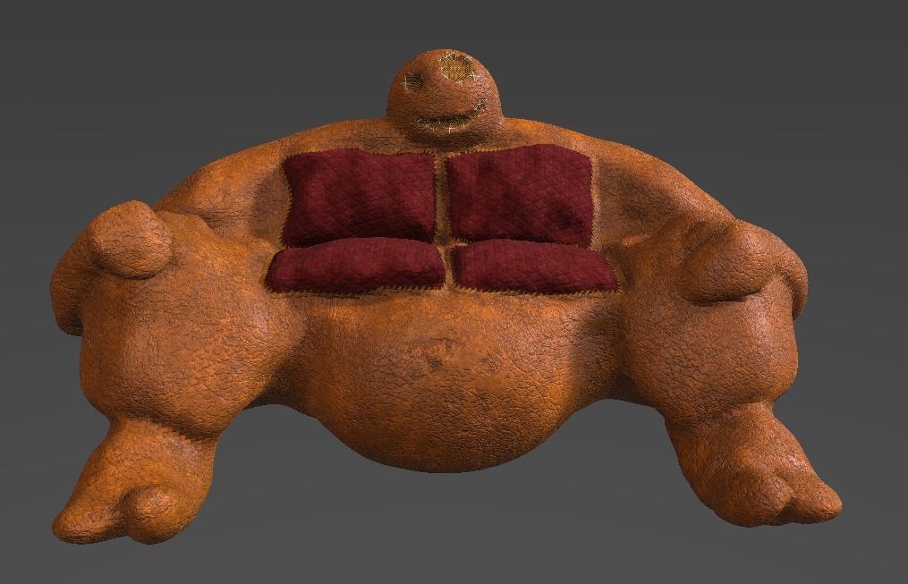 Fluffy Sofa Low-poly 3D model_12