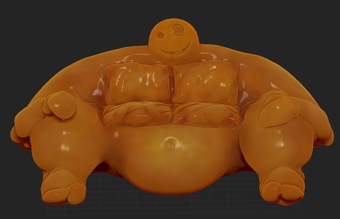 Fluffy Sofa Low-poly 3D model_13