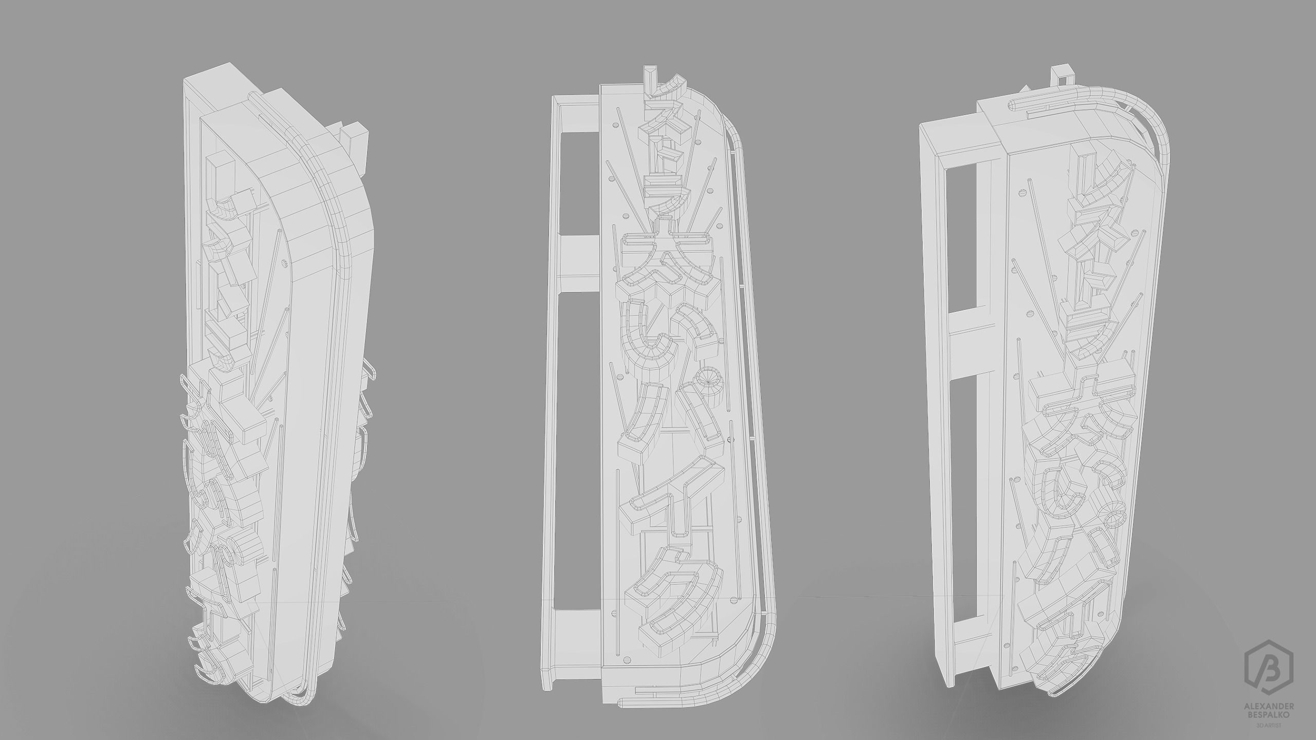 Game Ready Japanese Signs Set Sign Neon Large Vertical Low-poly 3D model_4