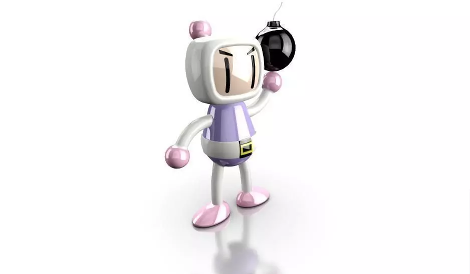 Boomberman cartoon character holding remote control 3D model_0