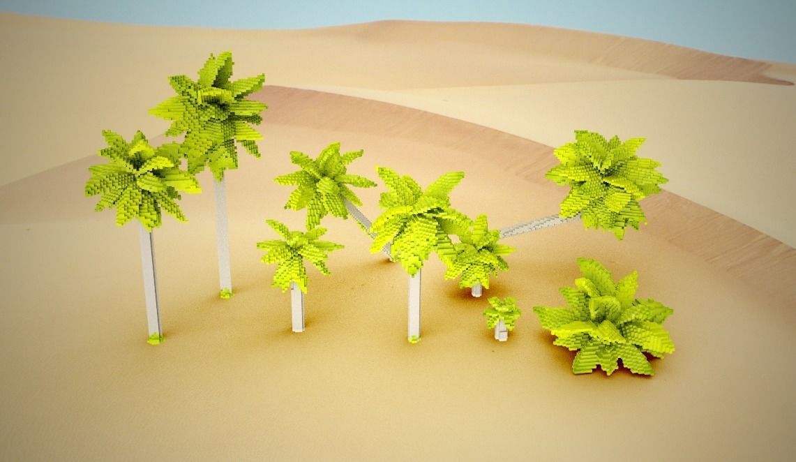 Palm Trees Low-poly 3D model_8