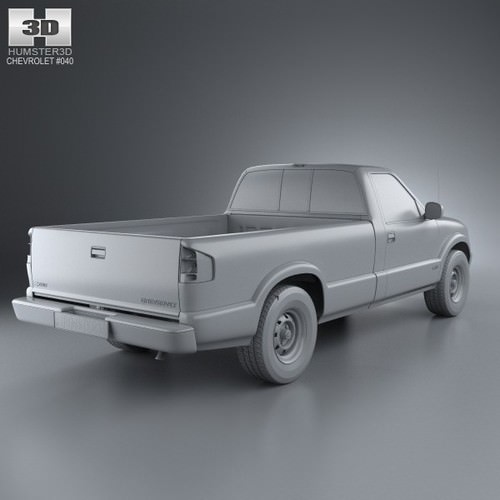 Chevrolet S10 Single Cab Long Bed 1994 3D Model .max .obj .3ds .fbx