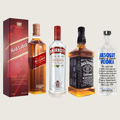 Alcohol Bottle Vodka Whisky Collection Low-poly 3D model