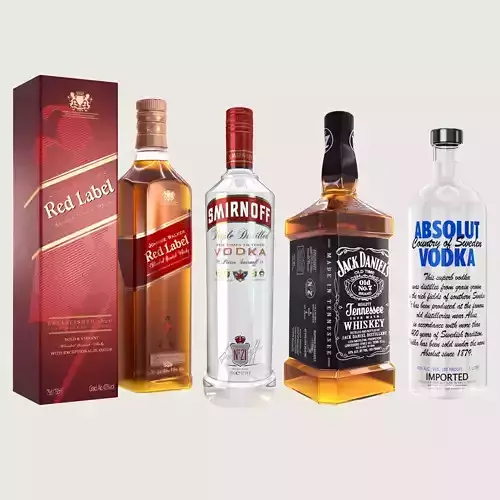 Alcohol Bottle Vodka Whisky Collection Low-poly 3D model