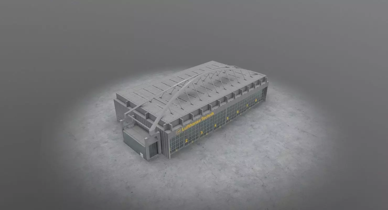 EDDH Hangar 3 Low-poly 3D model