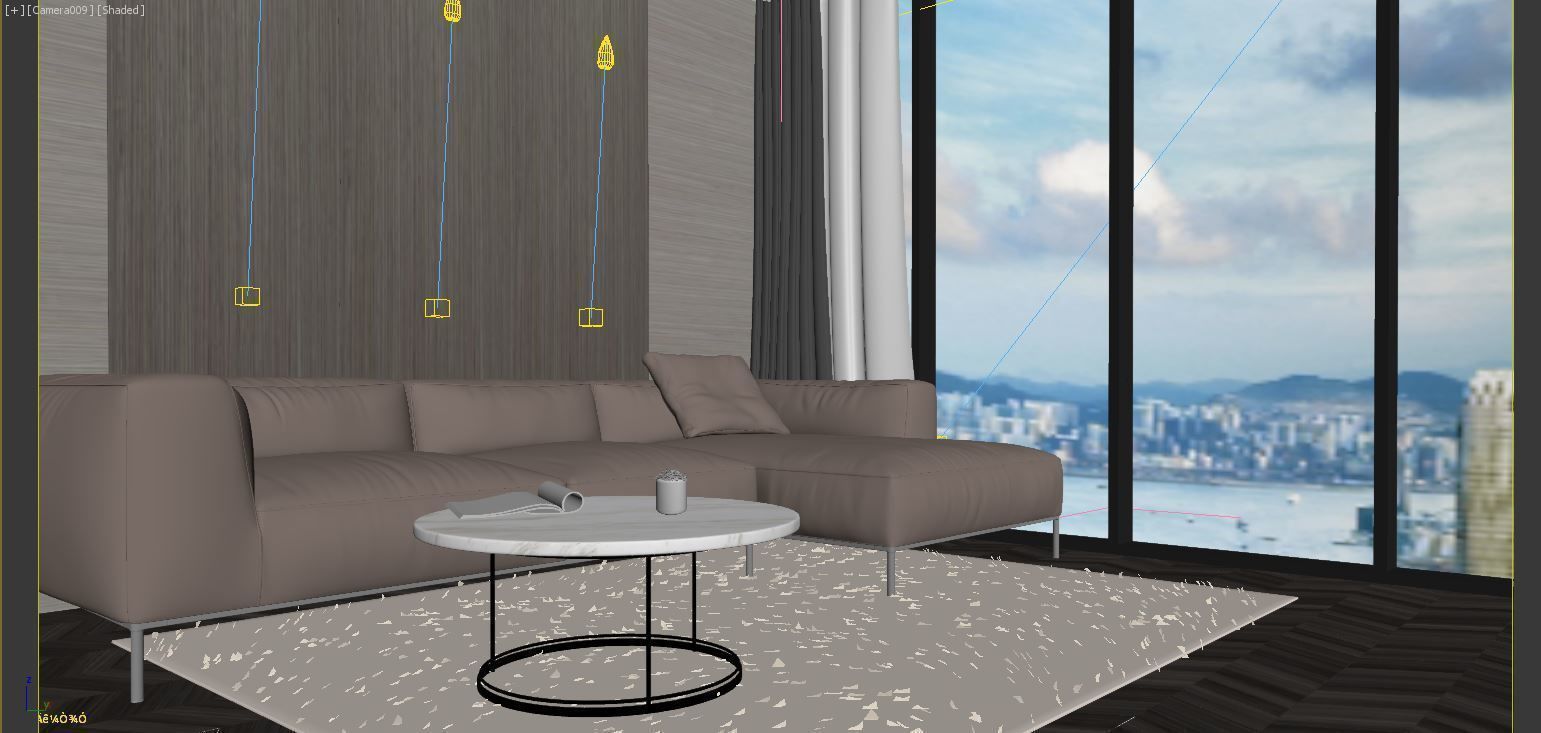 Modern simple grey clean living room apartment interior  3D model_14