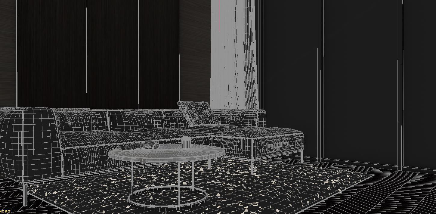 Modern simple grey clean living room apartment interior  3D model_1