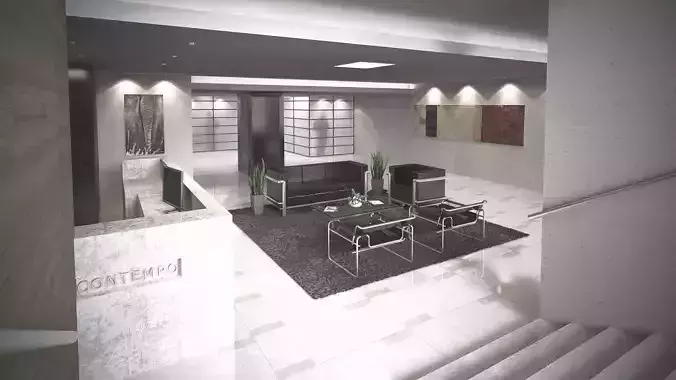 3D Contempo lobby of modern office building