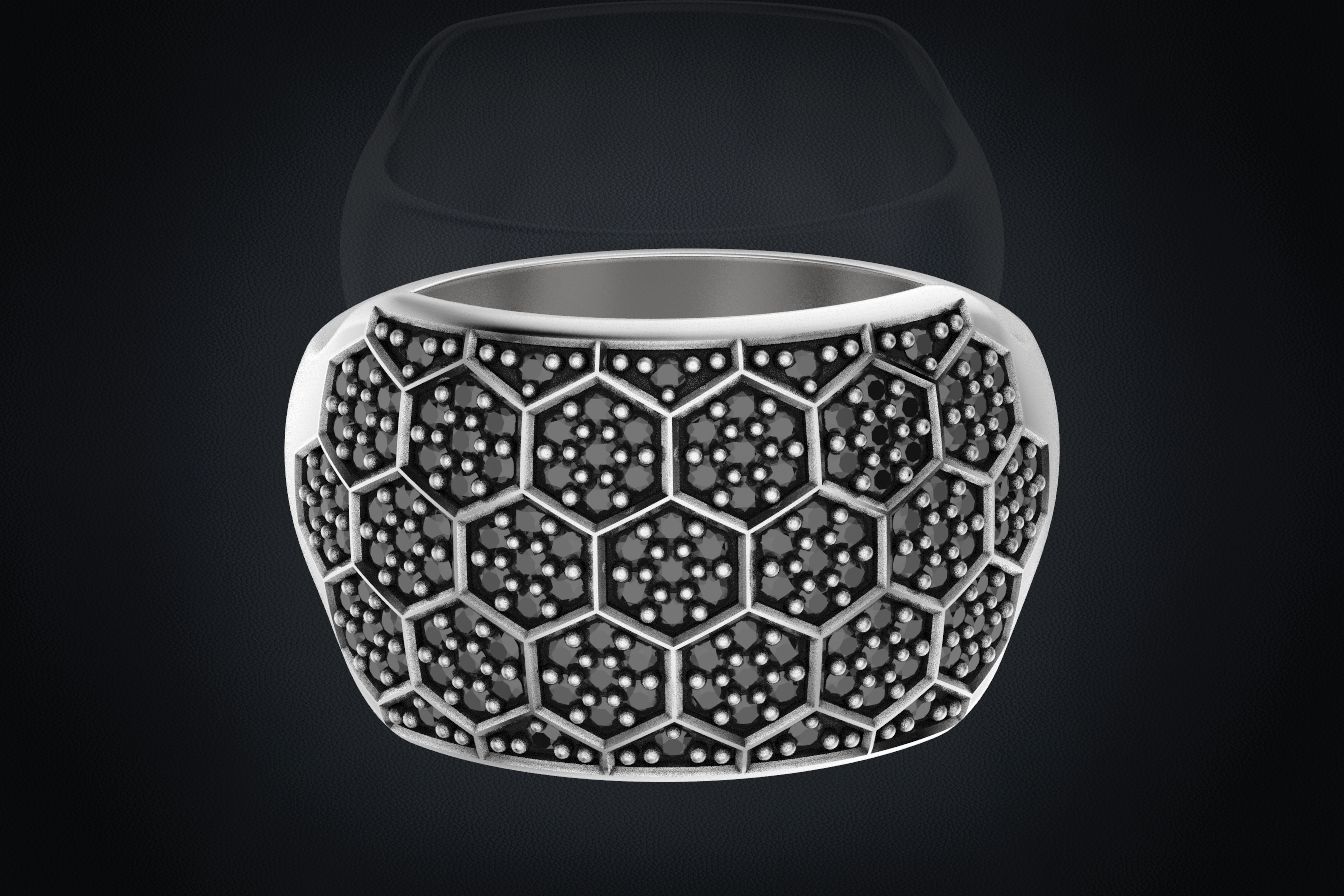 Ring with a diamond ball or a bee 331 3D print model_5