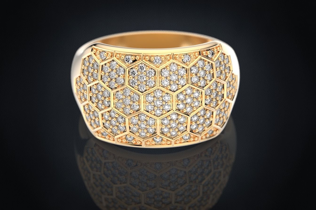Ring with a diamond ball or a bee 331 3D print model_3