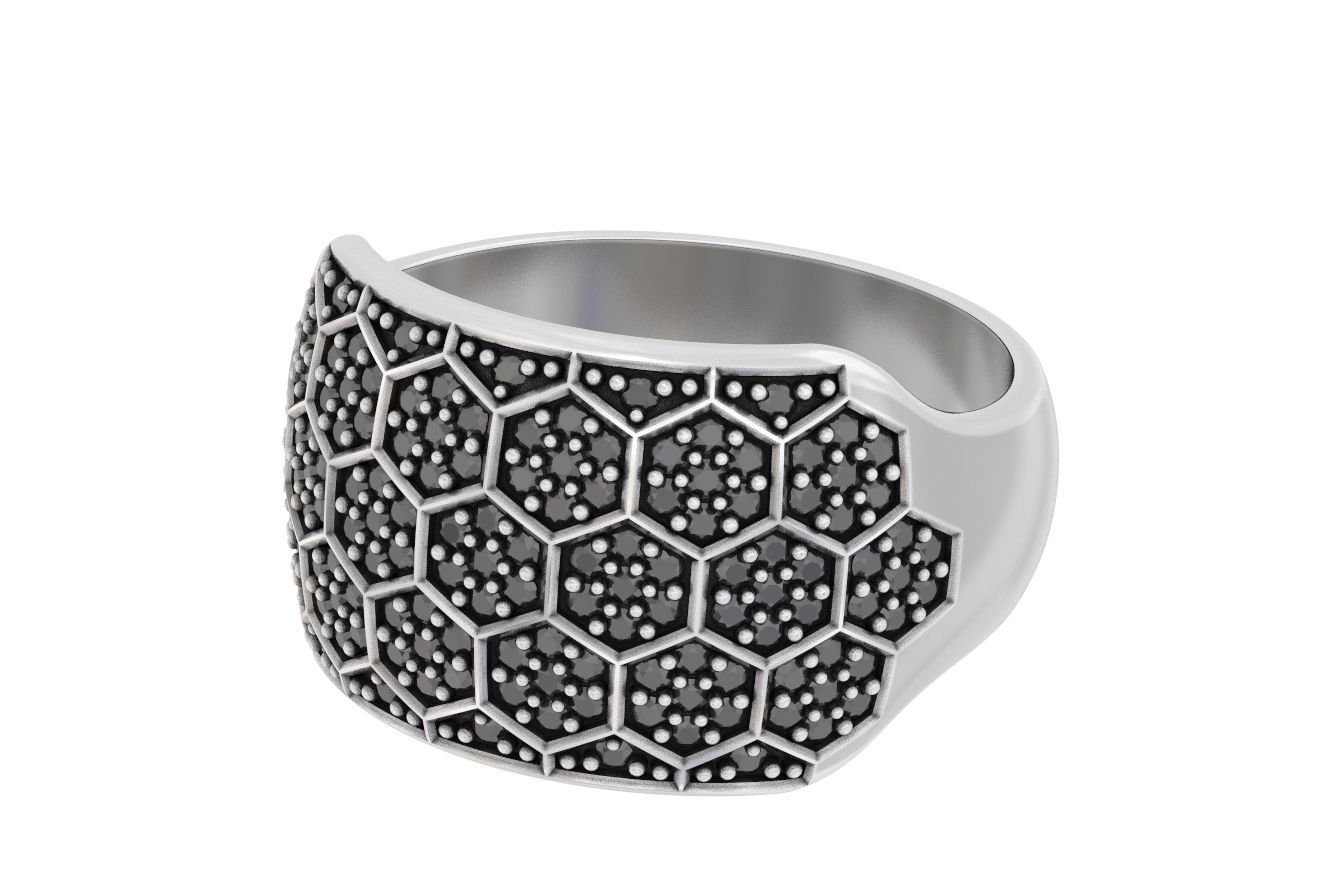 Ring with a diamond ball or a bee 331 3D print model_10