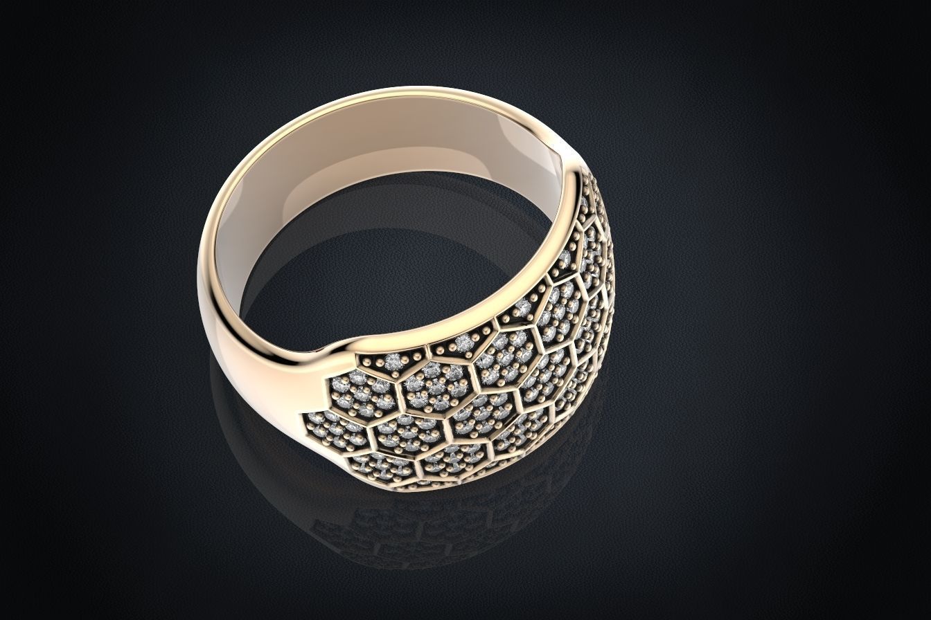 Ring with a diamond ball or a bee 331 3D print model_6