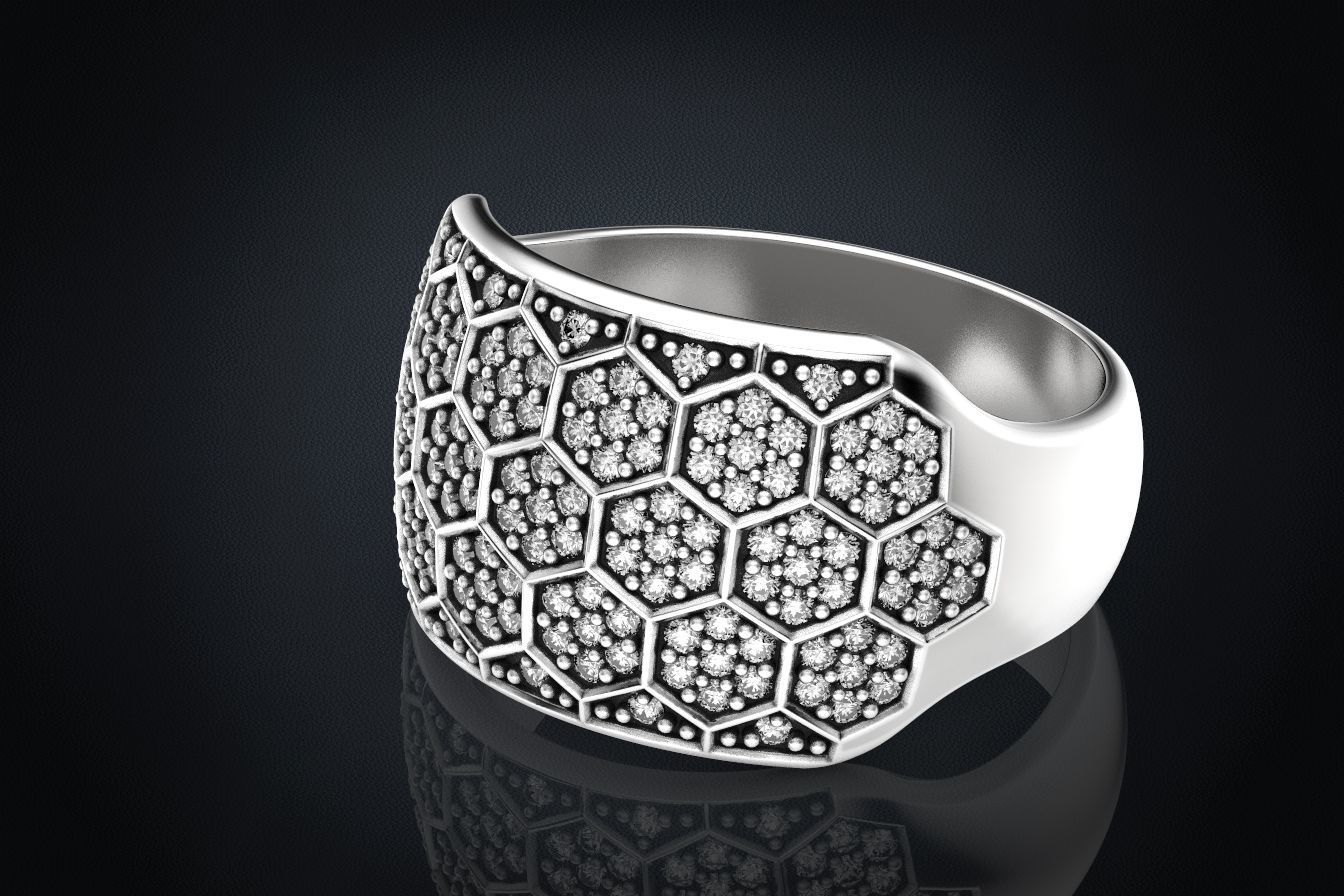 Ring with a diamond ball or a bee 331 3D print model_4