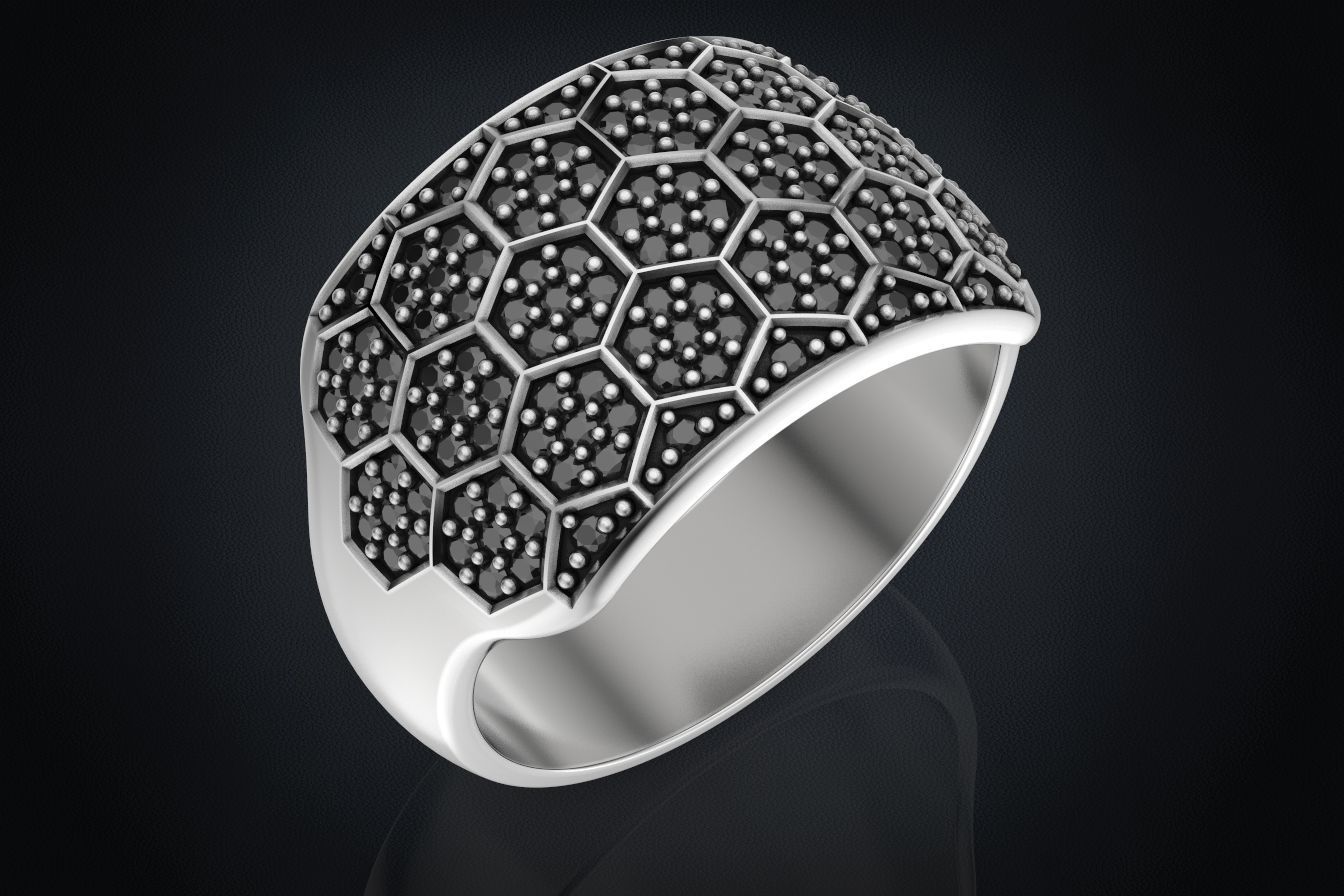 Ring with a diamond ball or a bee 331 3D print model_2